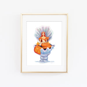 Goldfish Mermaid Queen Art Print
