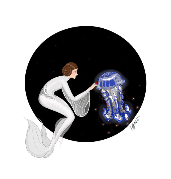 Princess Leia and R2D2 Art Print