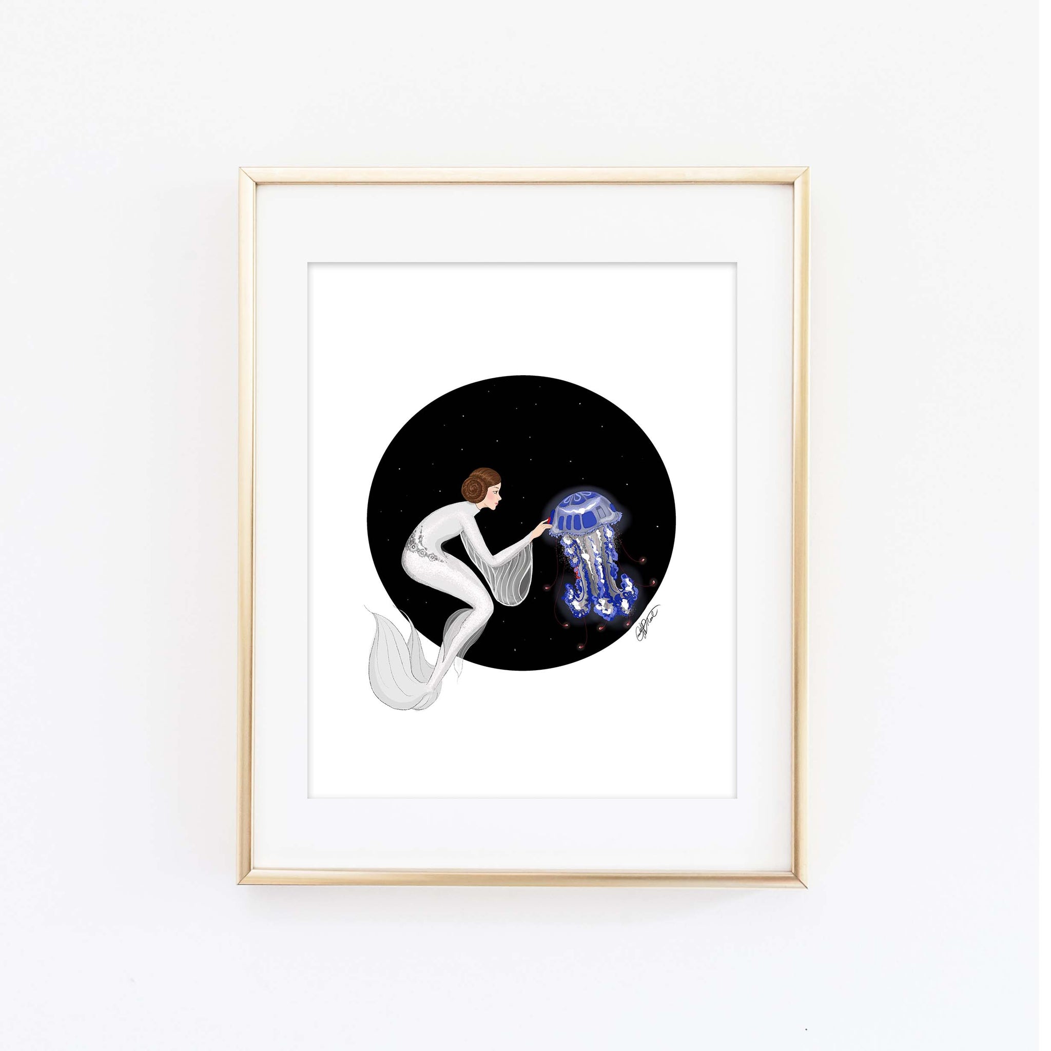 Princess Leia and R2D2 Art Print